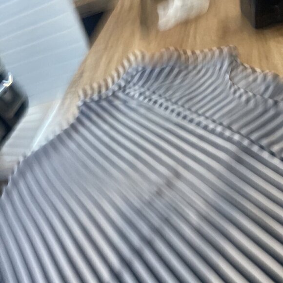 Christopher Banks XL Petite Striped Short Sleeve Blouse Round Neck Navy Nautical - Picture 9 of 11